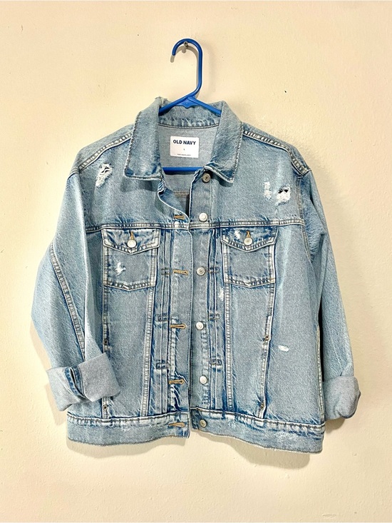 Old Navy Jackets & Blazers - Old Navy Denim Jacket L Distressed Blue Classic Trucker Streetwear Light Wash